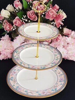 3 Tier Cake Stand Noritake Bone China Tiered Plate Serving Tray Floral Wedding